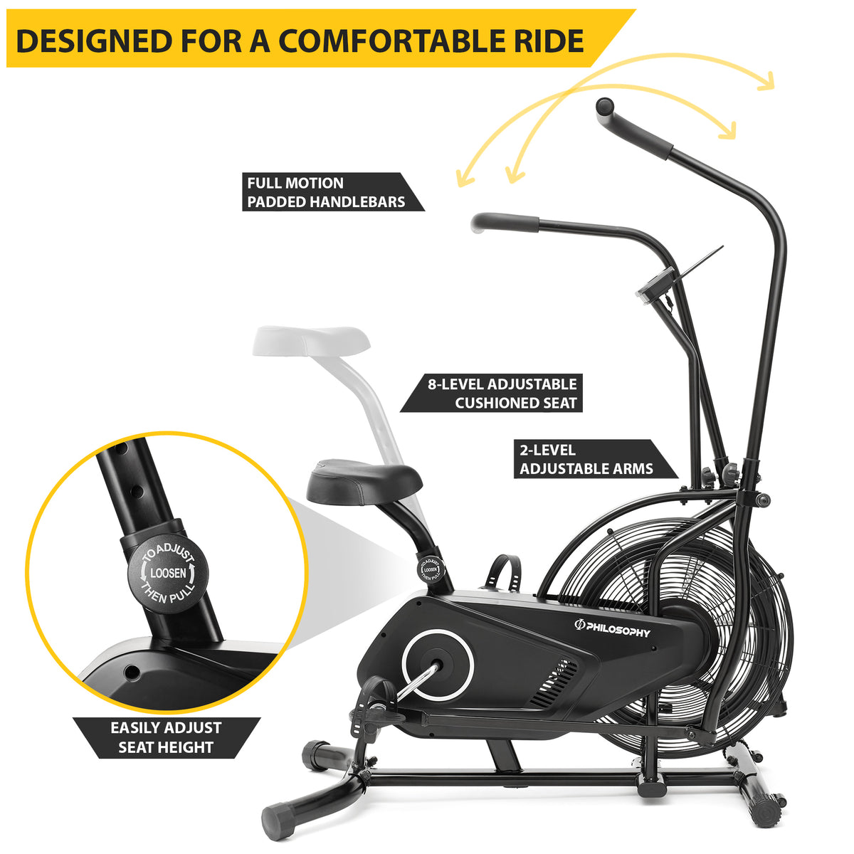 fan exercise bike with air resistance system