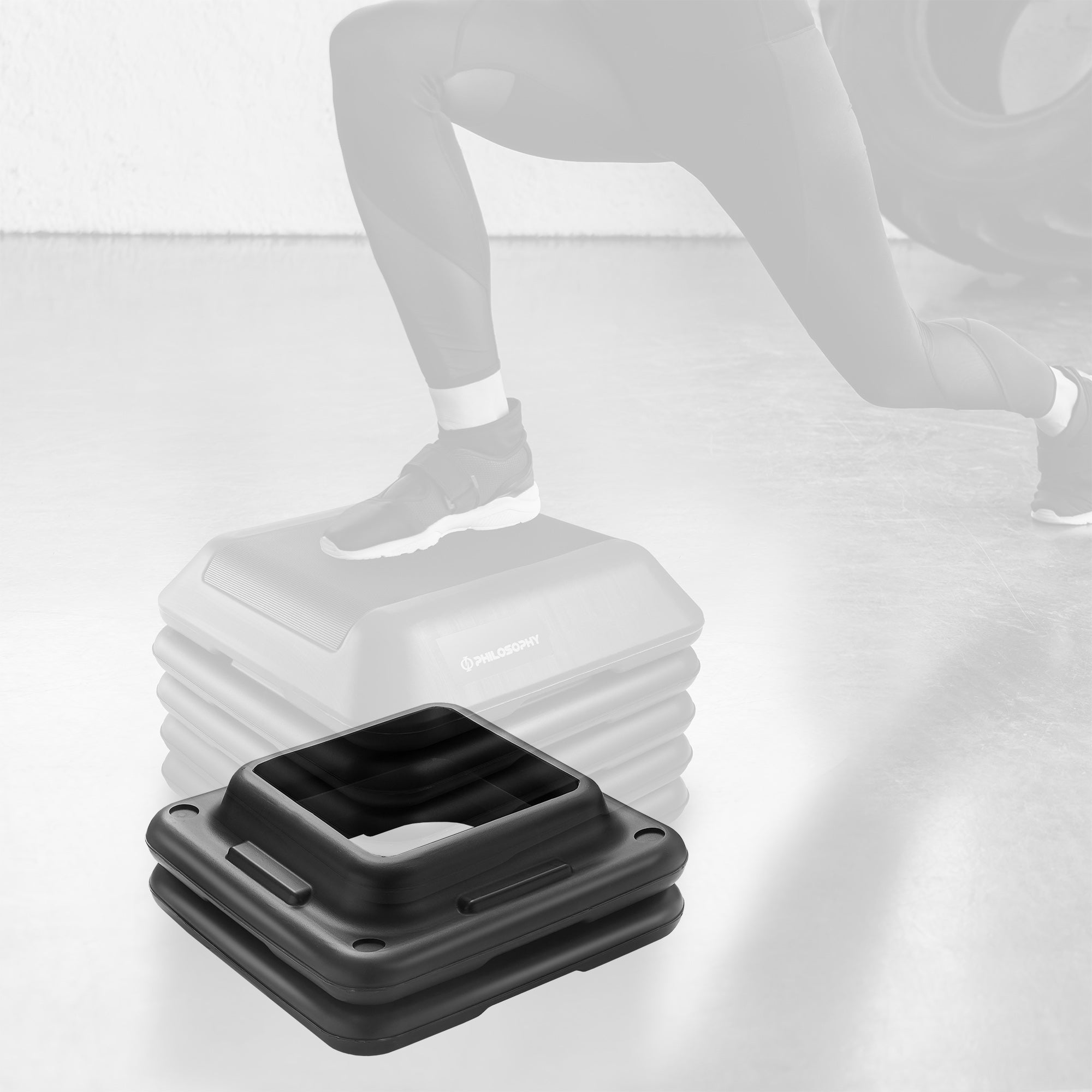 Aerobic Exercise Adjustable Step Platform Risers, 2 Pack - Black ...